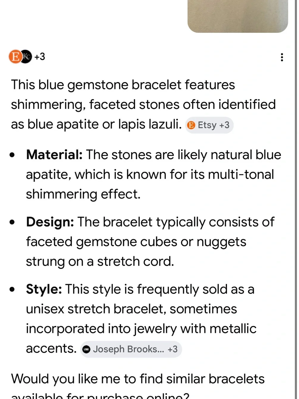 Blue Apatite Bead Stretch Bracelet - Polished Faceted Stones. Vintage